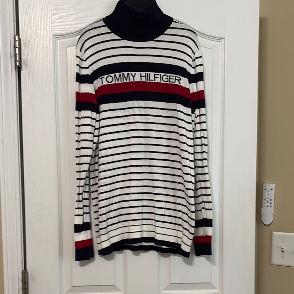 Tommy Hilfiger Black and White Turtleneck Sweater